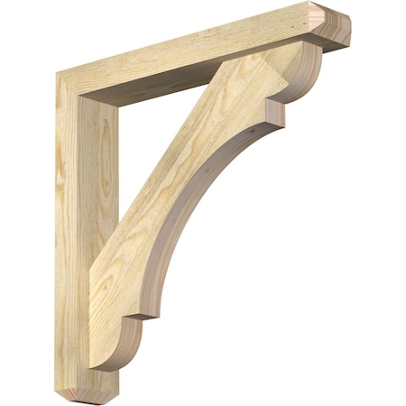 Ekena Millwork Olympic Craftsman Rough Sawn Bracket w/ Offset Brace, Douglas Fir, 4"W x 22"D x 22"H BKT0402X22X22OLY04RDF